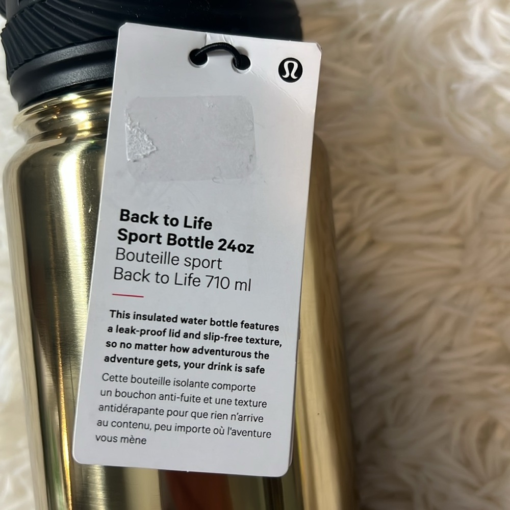 Lululemon Back To Life Sports Bottle 24oz Gold/Black NWT - Picture 7 of 8